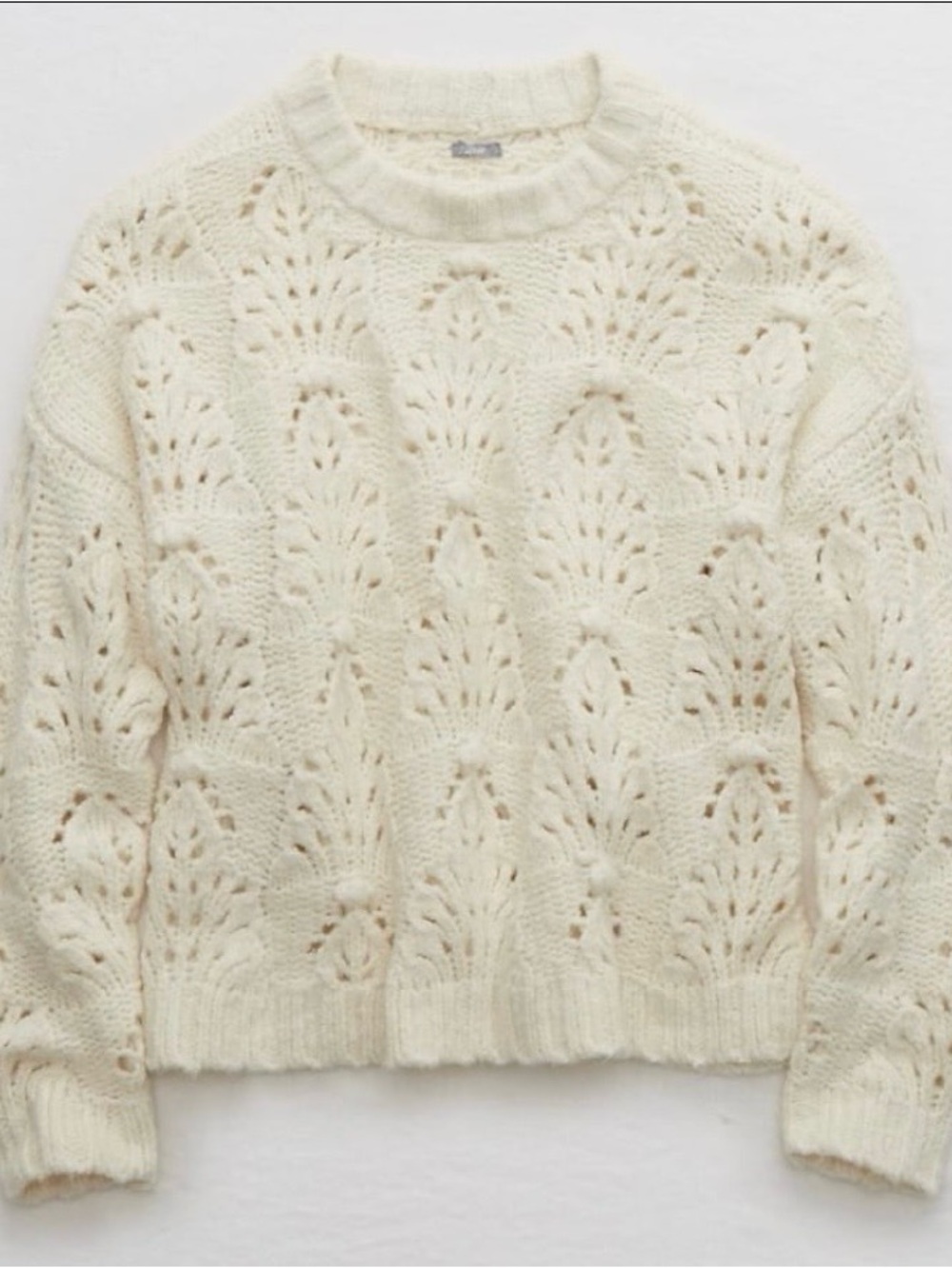Aerie cream off white knit cozy sweater oversized slouchy